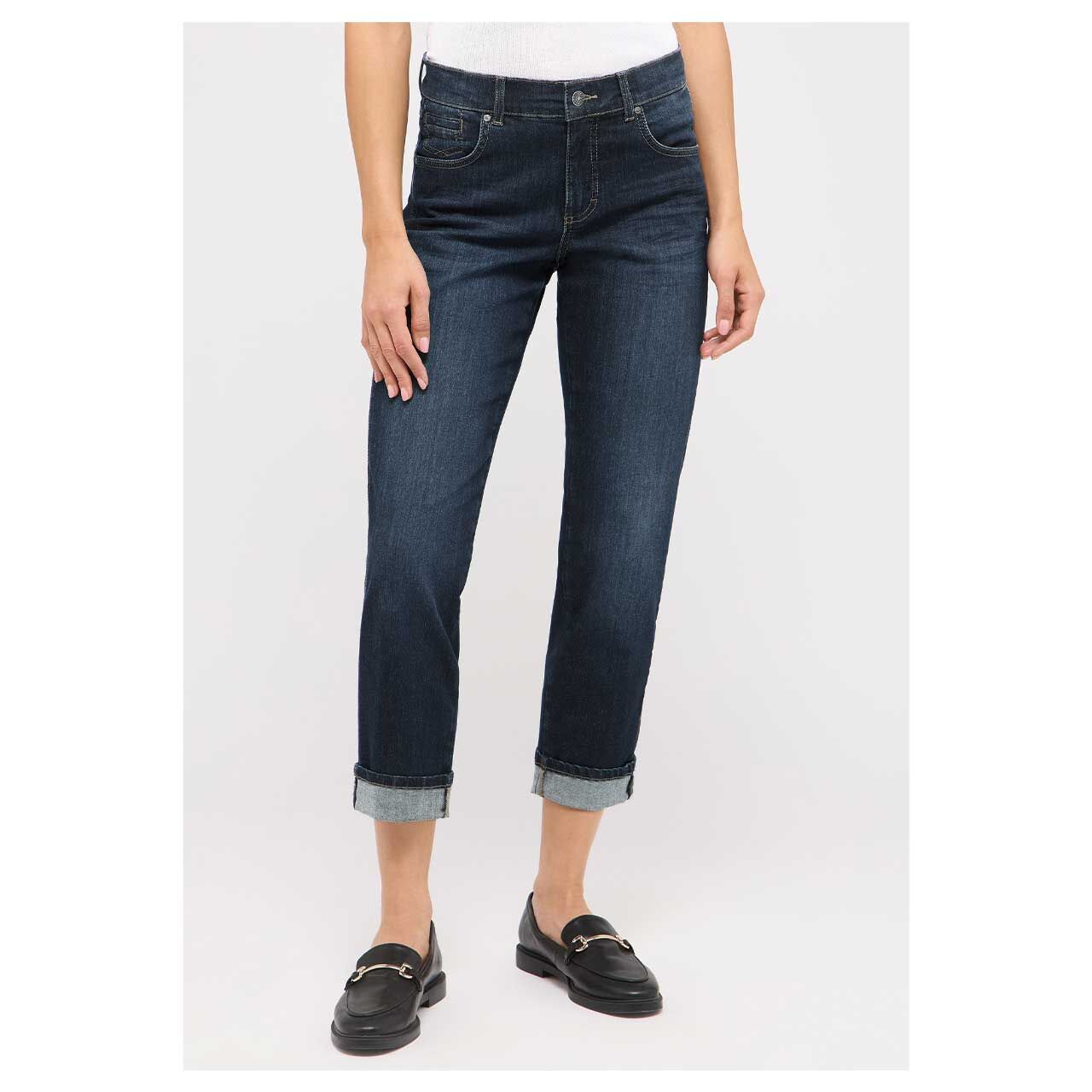 Damen 7/8 Jeans Darleen Crop TU von Angels in Dunkelblau angewaschen, Detailansicht Saum