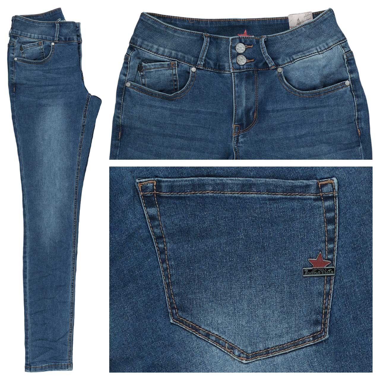 Buena Vista Tummyless Stretch Denim Jeans mid stone