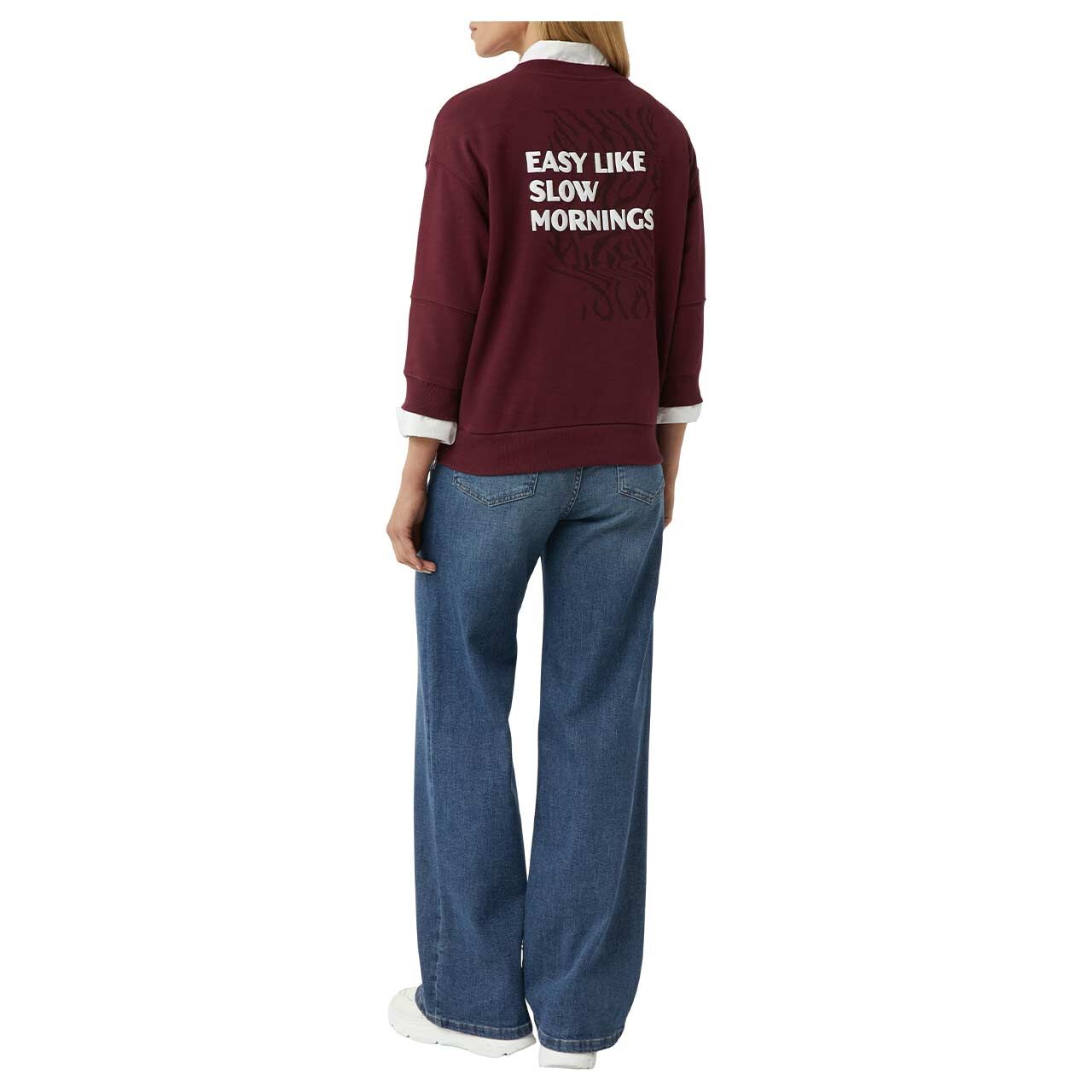 Damen 3/4 Arm Sweatshirt von Comma in Burgunderrot, Rückansicht am Model
