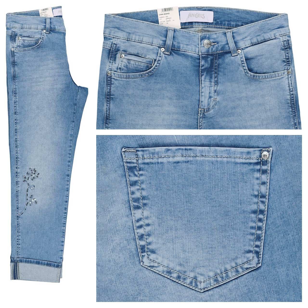 Angels Cira 7/8 Pailletten Jeans heaven blue used boho