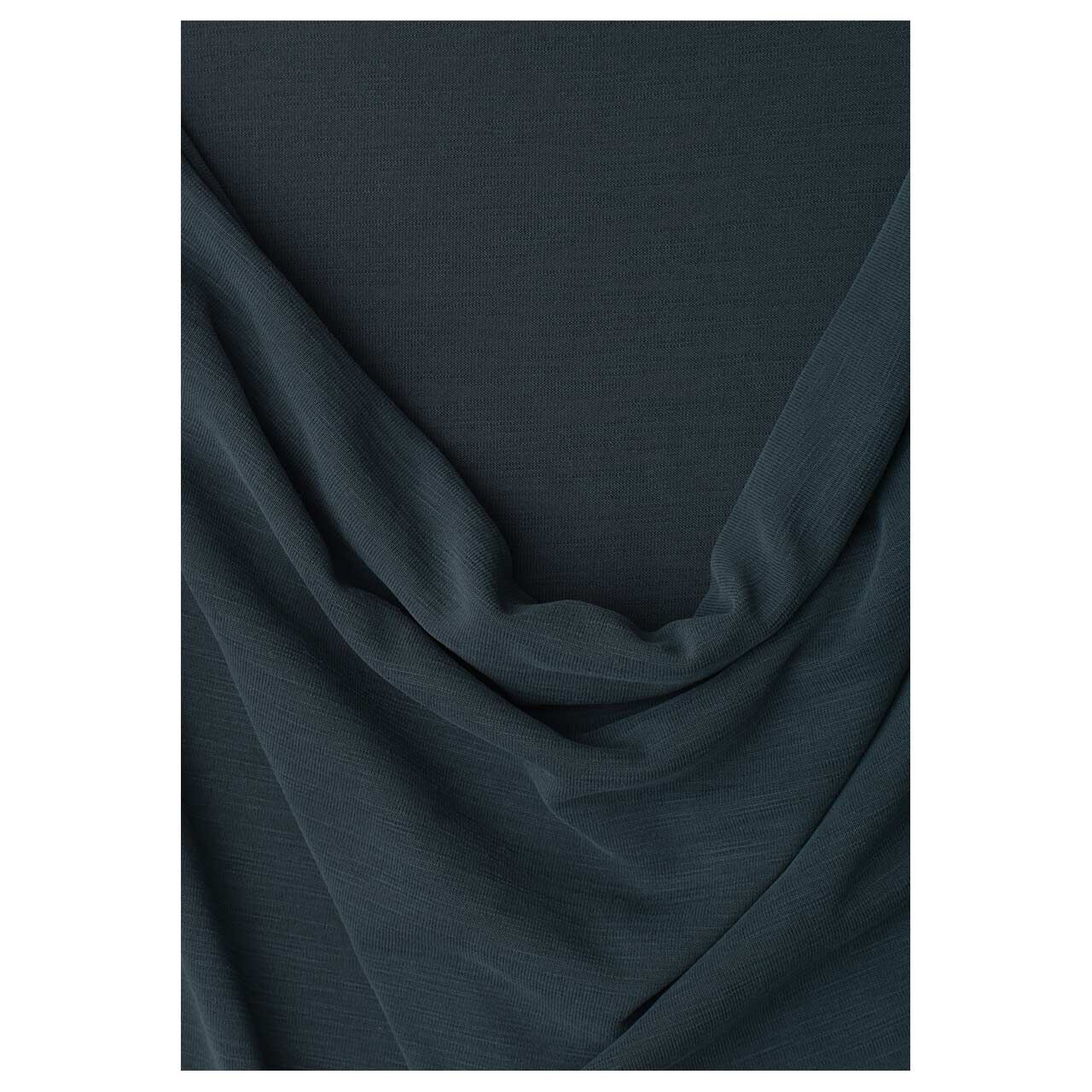 Damen T-Shirt Silk Look Waterfall von Street One in Dunkelgrün meliert, Detailansicht Ausschnitt