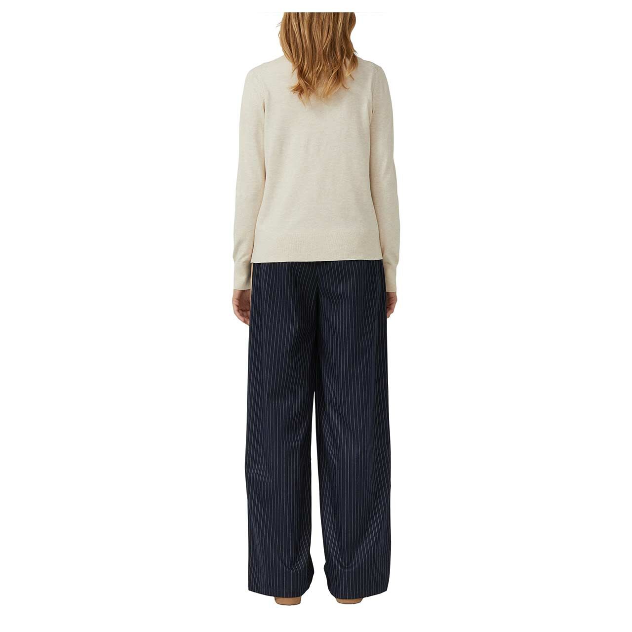 s.Oliver Damen Rollkragen Pullover in Hellbeige meliert, Rückansicht am Model