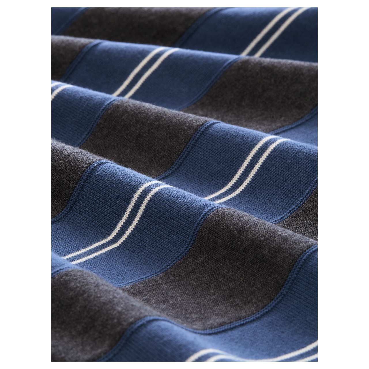 Herren Pullover Striped Crew Neck Knit von Tom Tailor in Dunkelgrau gestreift, Detailansicht Material