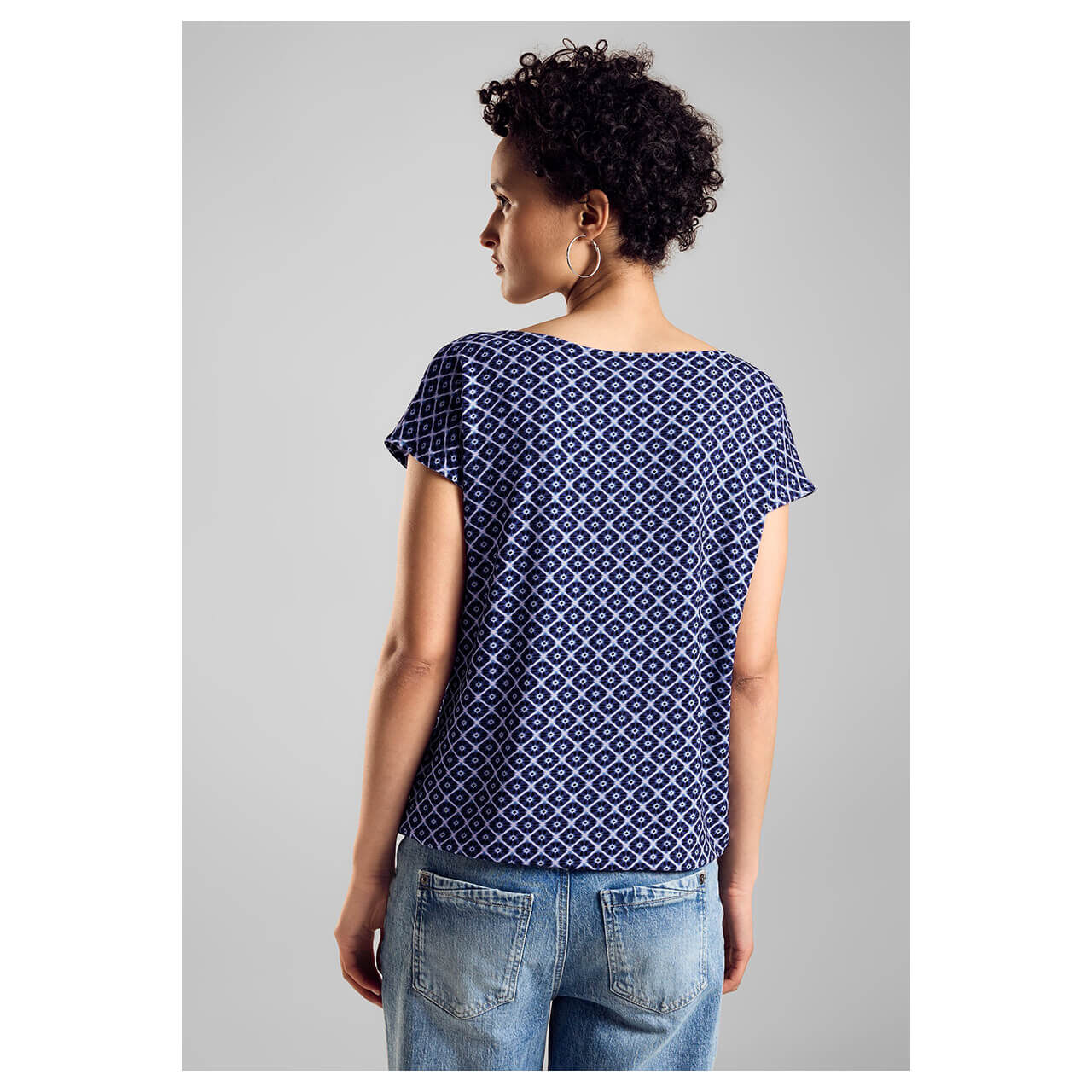 Street One Damen T-Shirt Printed Mat-Mix deep blue pattern