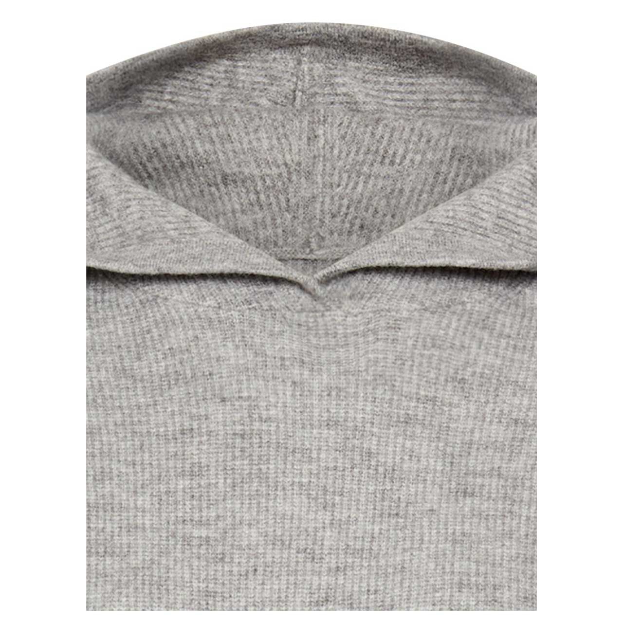 Damen Hoodie Pullover von Camel active in Grau meliert, detaillierte Vorderansicht Kapuze
