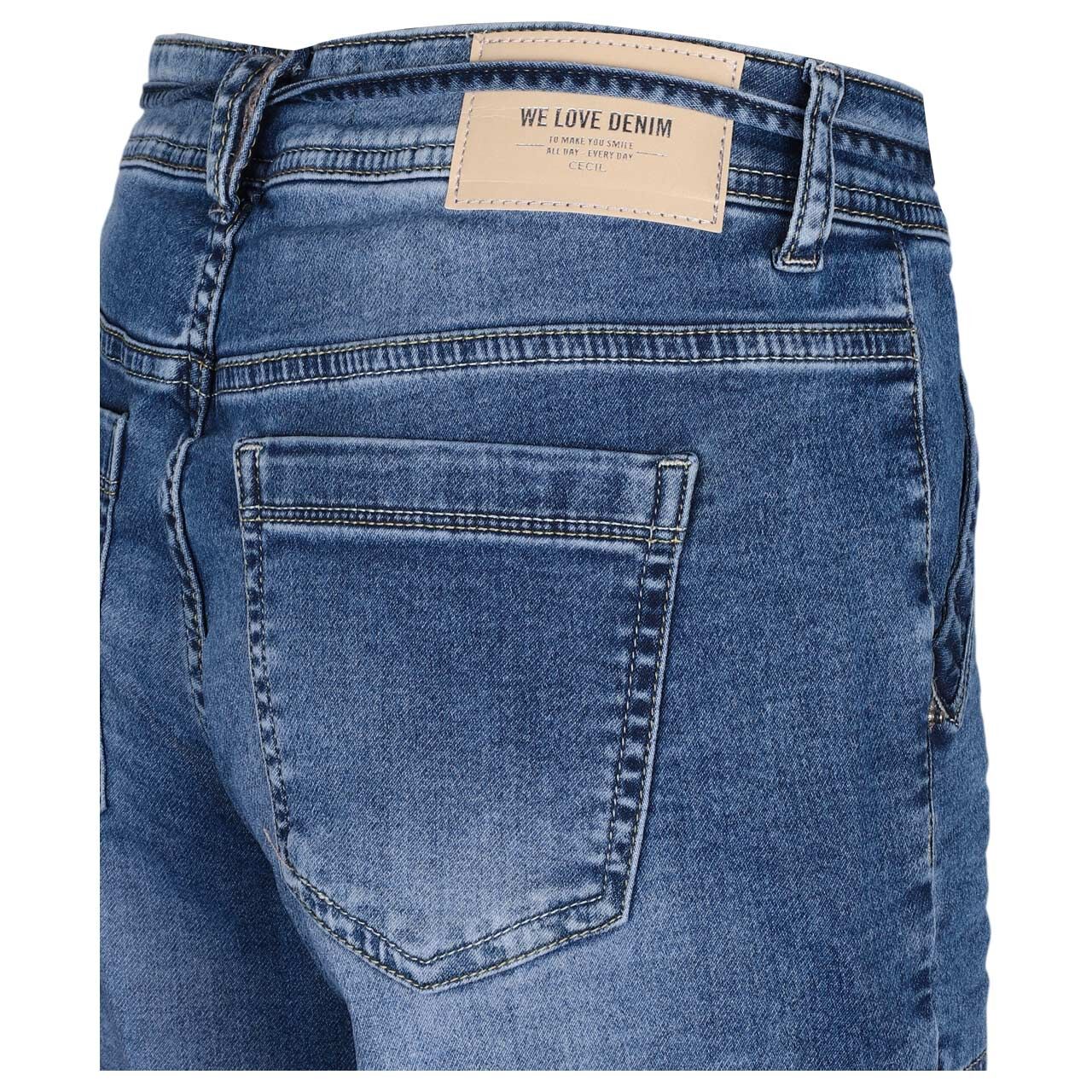 Damenjeans Tracey Jogg von Cecil in Blau angewaschen, detaillierte Rückansicht