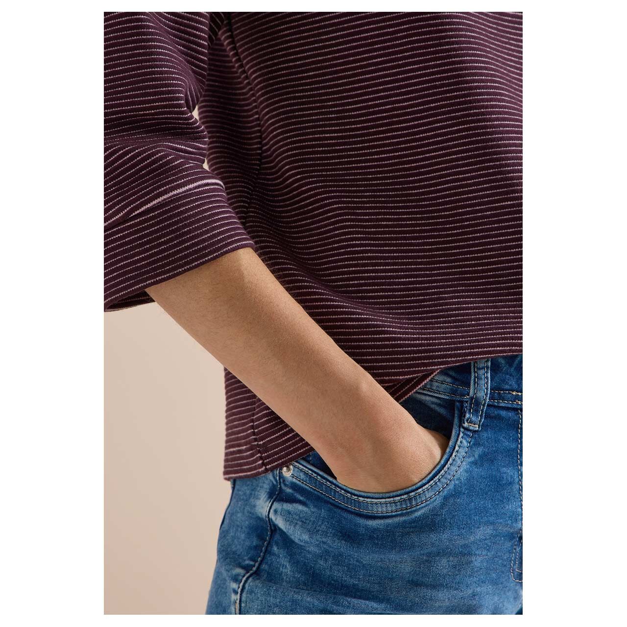 Cecil Damen 3/4 Arm Shirt Ottoman Funnel Neck berry red