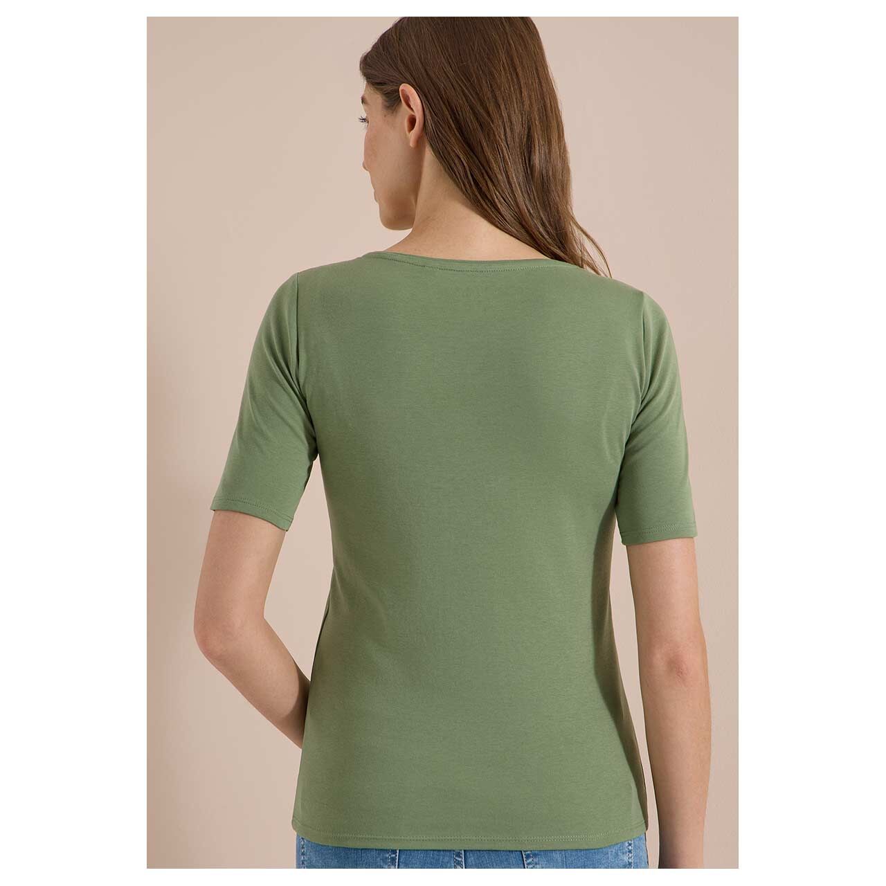 Damen T-Shirt Lena von Cecil in Grün, Rückansicht am Model