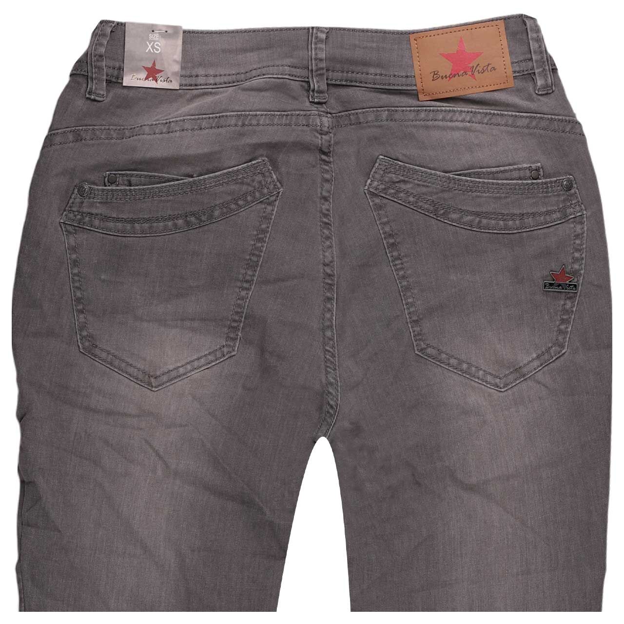 Damenjeans Malibu-Zip High Stretch Denim von Buena Vista in Grau angewaschen, detaillierte Rückansicht