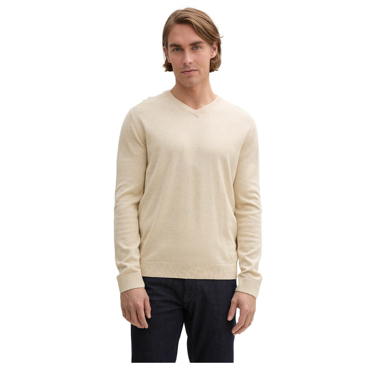 TOM TAILOR DENIM heren Basic trui 202212 Strickpullover V-Ausschnitt , 13160 - Knitted Navy Melange, S TOM TAILOR DENIM heren Basic trui 202212 Strickpullover V-Ausschnitt , 13160 - Knitted Navy Melange, S