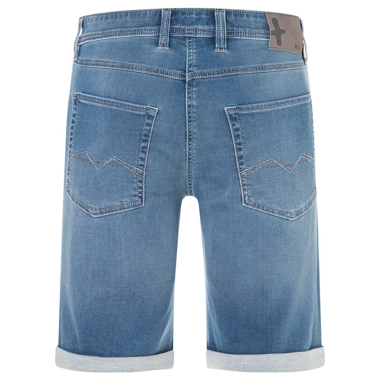 Herren Bermuda Jogn Jeans von MAC in Blau angewaschen, Rückansicht