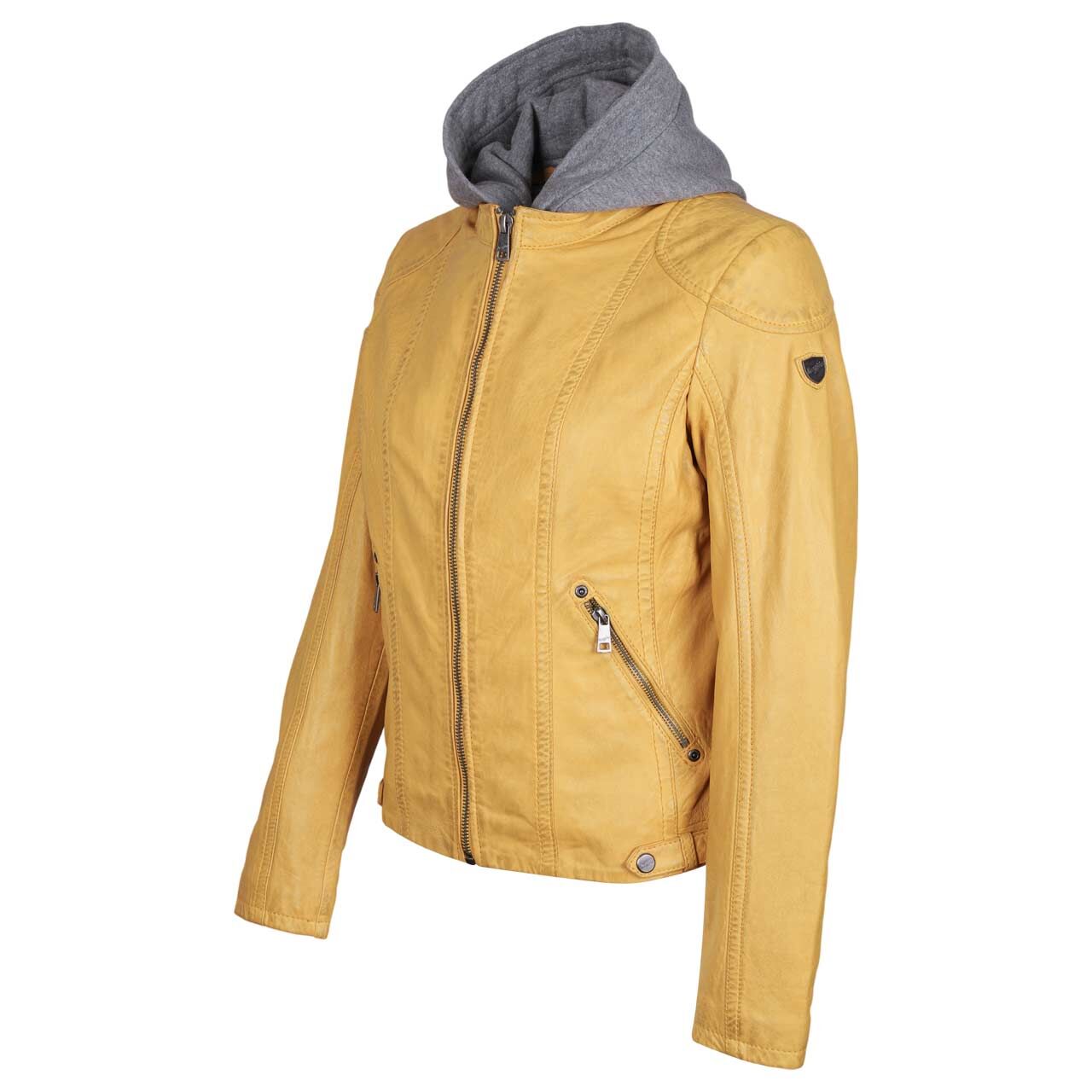 Damen Lederjacke Ammy von Mauritius in Gelb, Seitenansicht