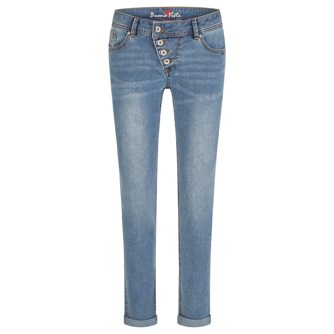 Damenjeans Malibu Stretch Denim von Buena Vista in Hellblau angewaschen, Vorderansicht