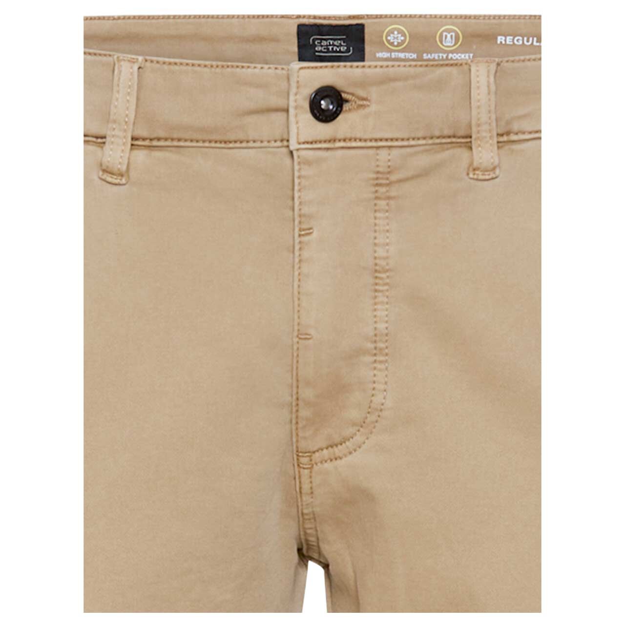 Herren Chino Baumwollhose Houston fleXXX von Camel active in Beige, detaillierte Vorderansicht