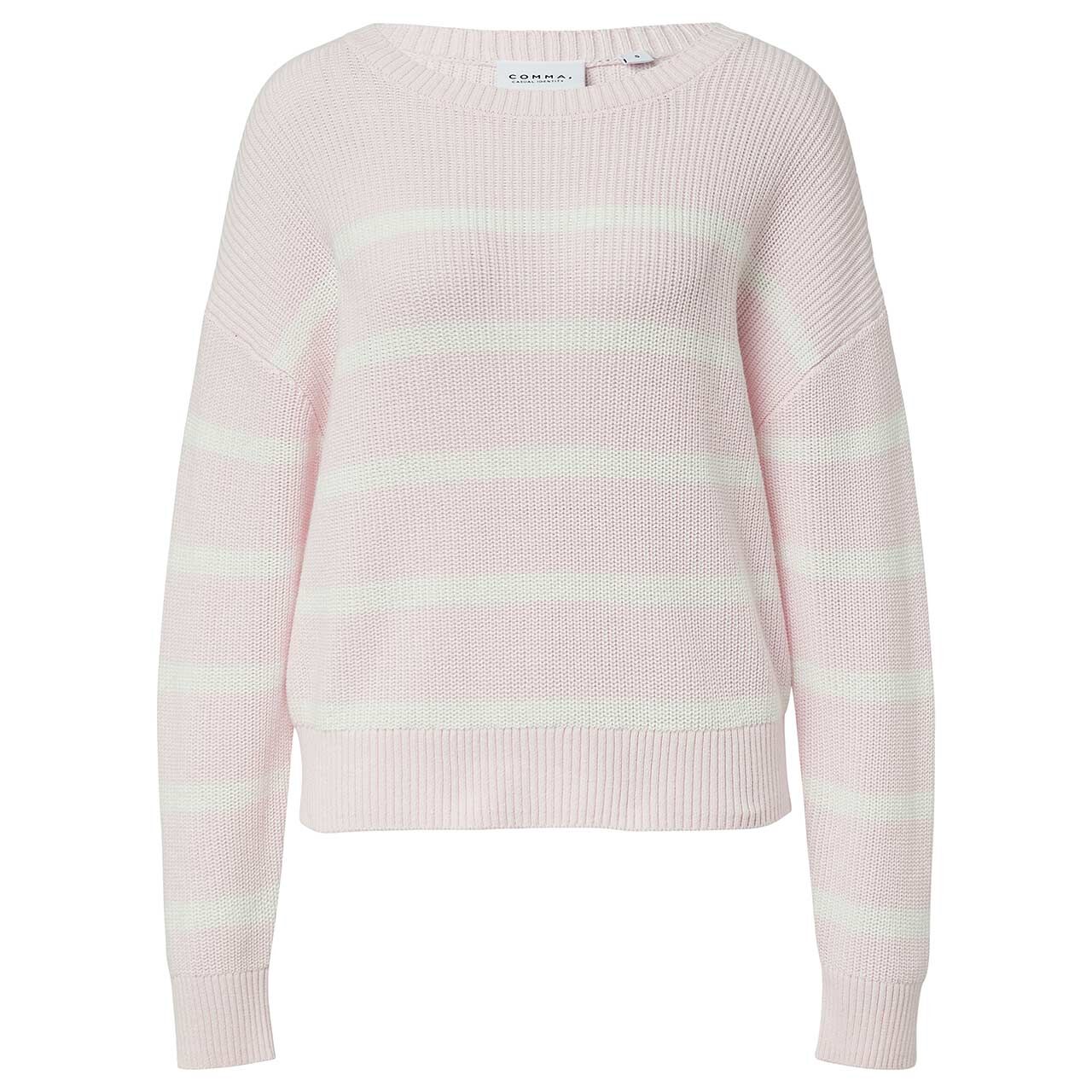 Comma Damen Pullover light rose off white stripes