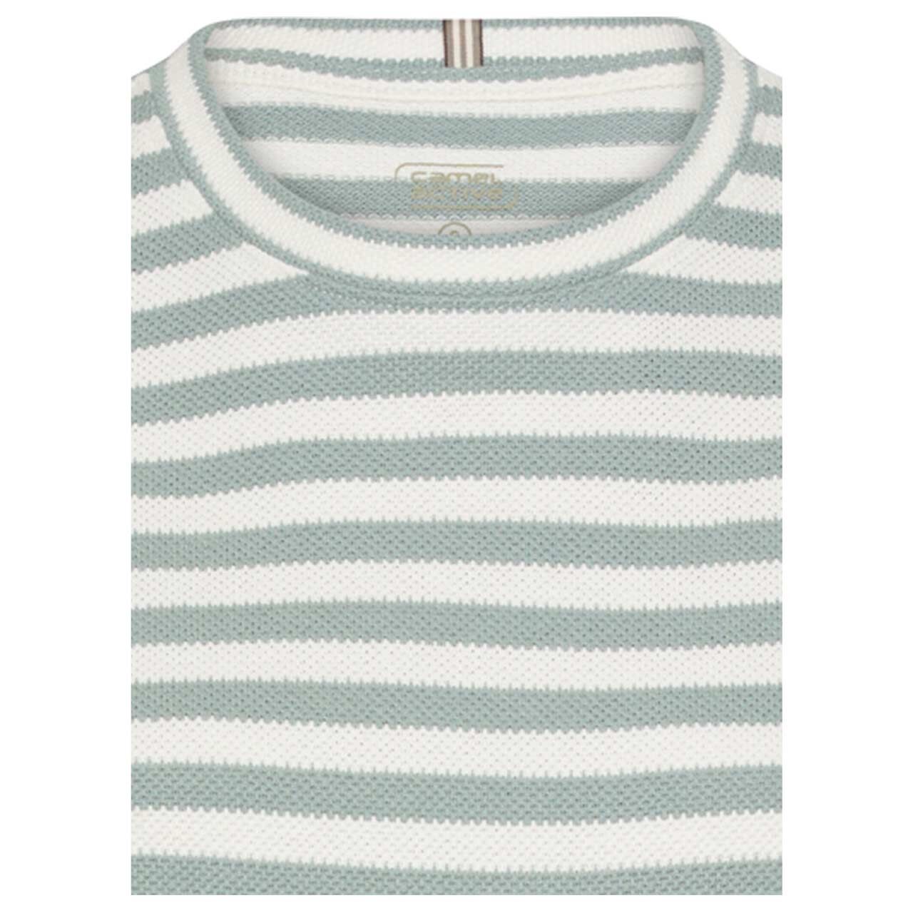 Damen T-Shirt von Camel active in Jadegrün gestreift, detaillierte Vorderansicht