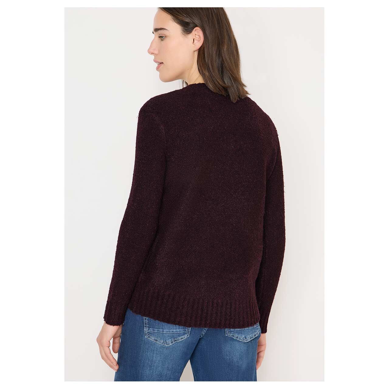 Damen Pullover Bouclé V-Neck von Cecil in Lila, Rückansicht am Model