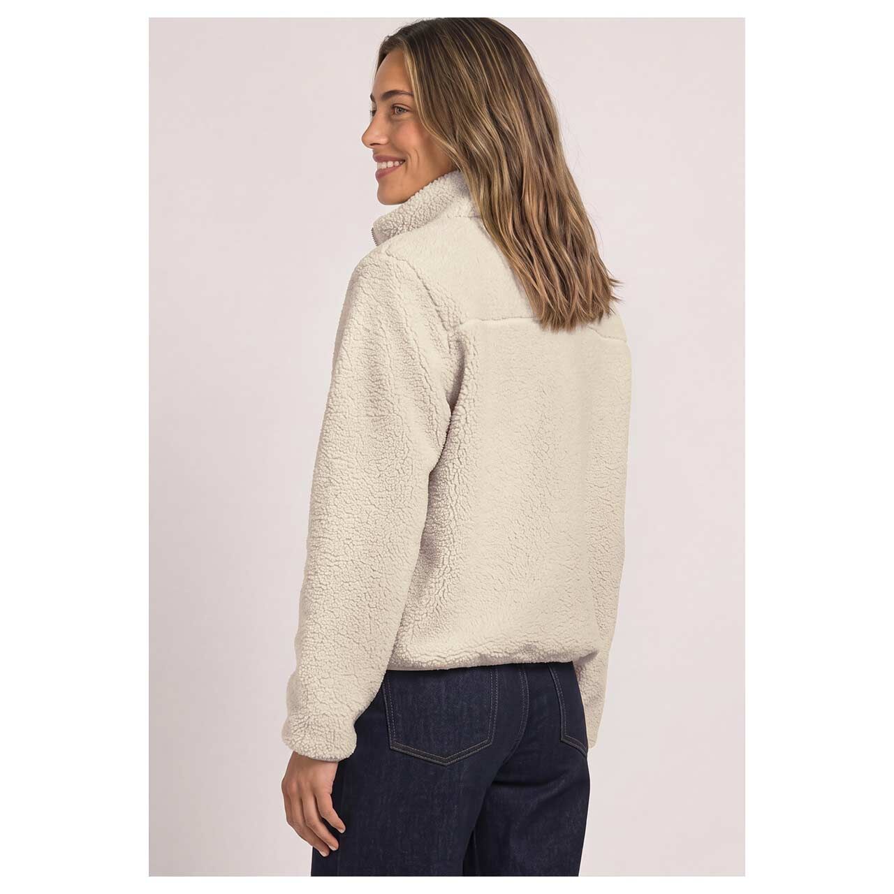 Damen Teddyjacke Short Jacket von Street One in Hellbeige, Rückansicht am Model