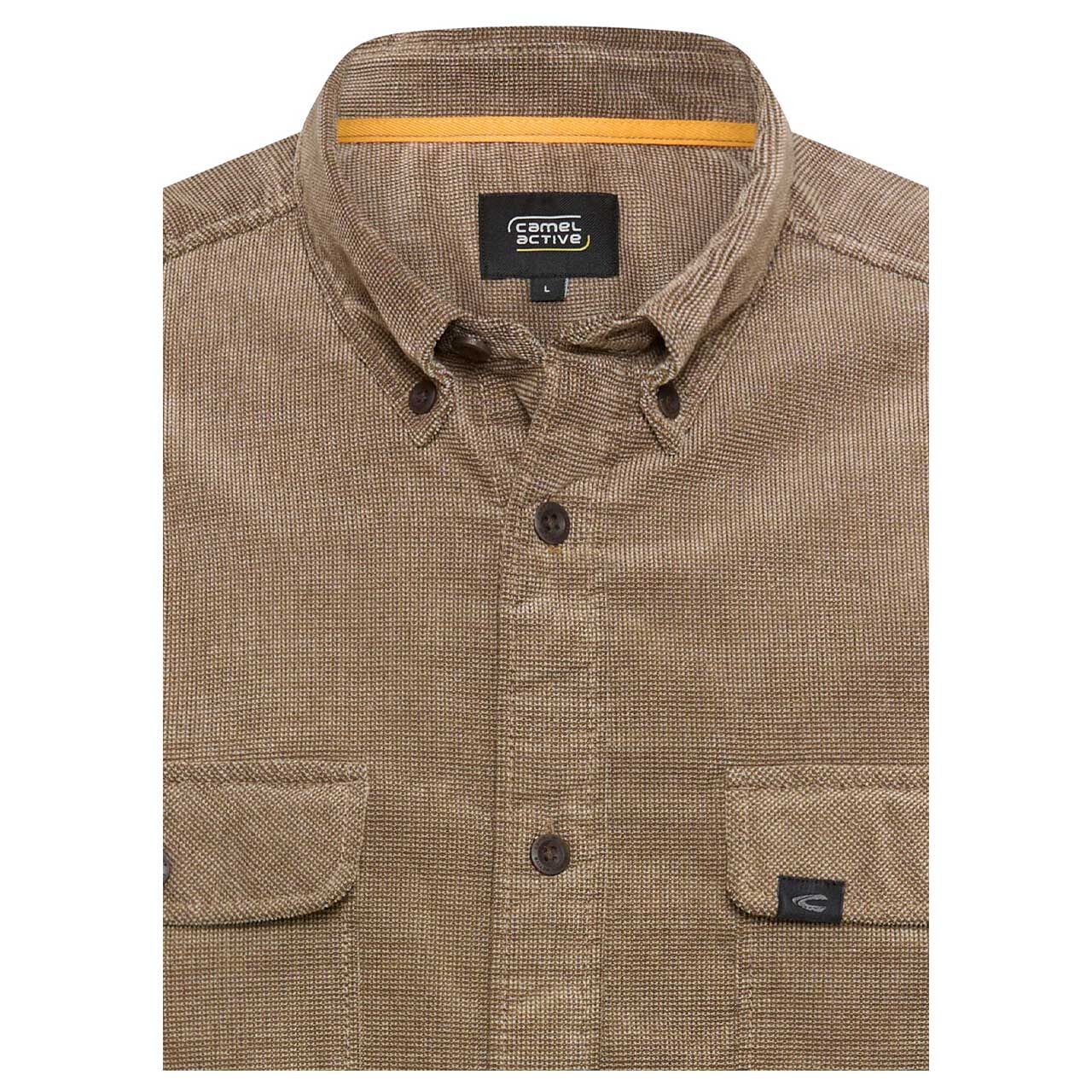 Herren Langarm Cord Hemd von Camel active in der Farbe Braun, Detailansicht vorne