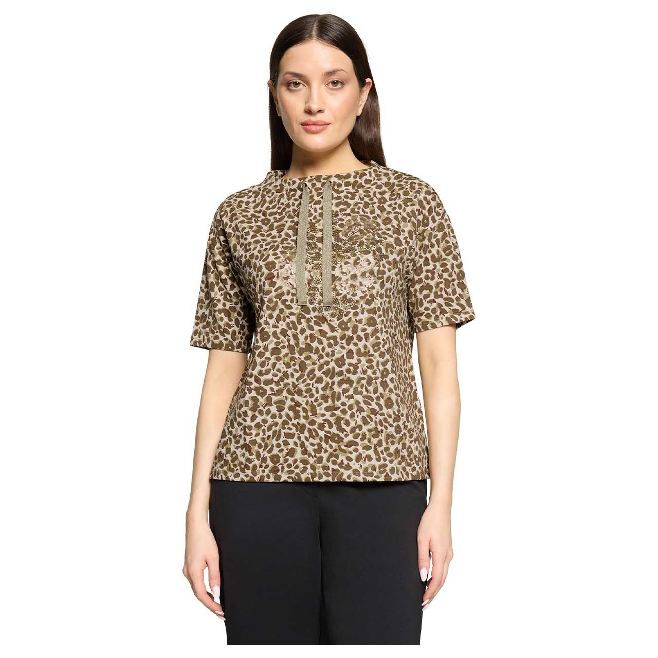 Damen Kurzarm Sweatshirt von Betty Barclay in Beige mit Print, Vorderansicht am Model