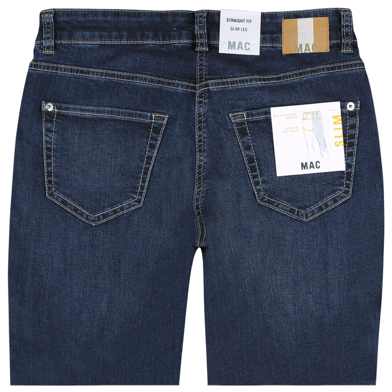 mac-jeans-slim-blue-washed-d845-hinten Damenjeans Slim von MAC in Dunkelblau angewaschen, detaillierte Rückseite