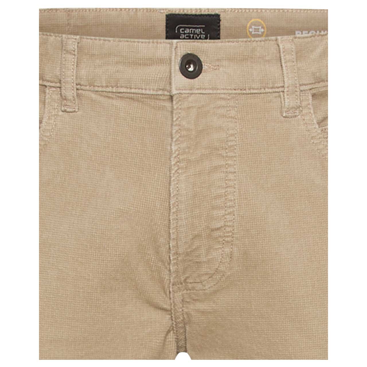 Herren Baumwollhose Houston von Camel active in Beige, detaillierte Vorderansicht