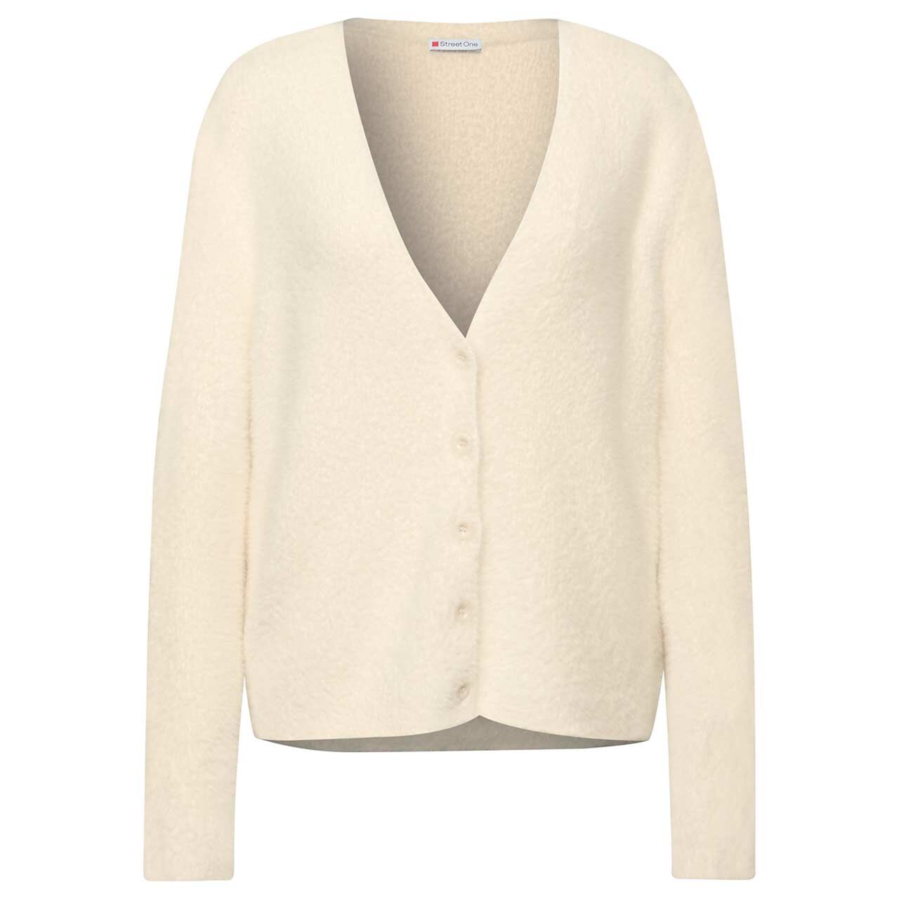Street One Damen Strickjacke Fluffy Cardigan soft beige