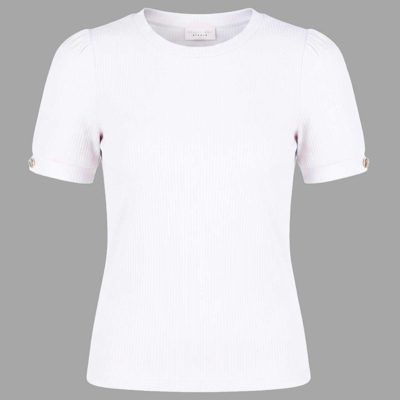 Street One Studio Damen T-Shirt Rib Deco Buttons white