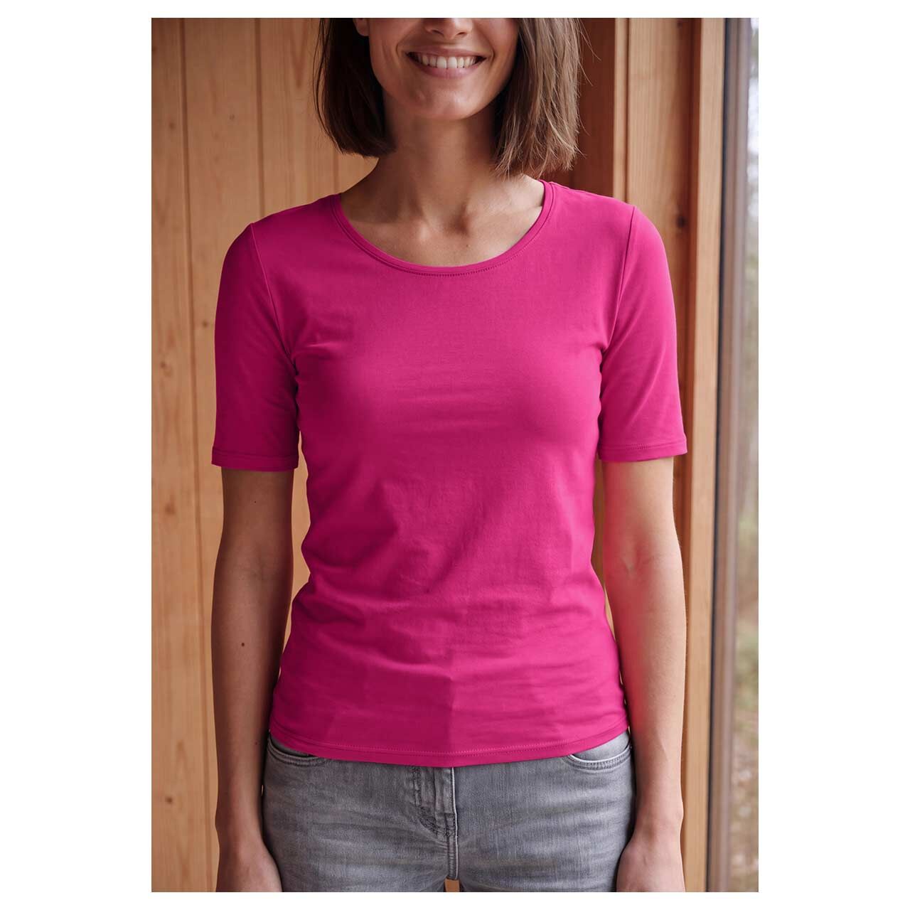 Damen T-Shirt Lena von Cecil in Pink, Vorderansicht am Model