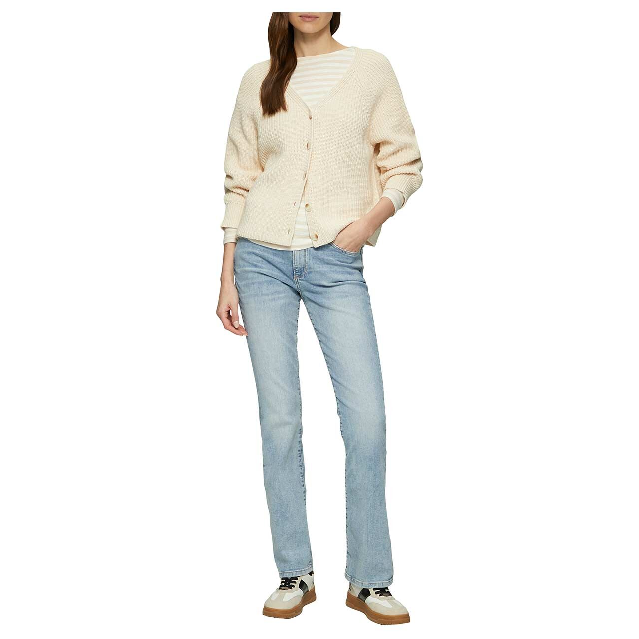 s.Oliver Damen Langarm Shirt light beige white striped