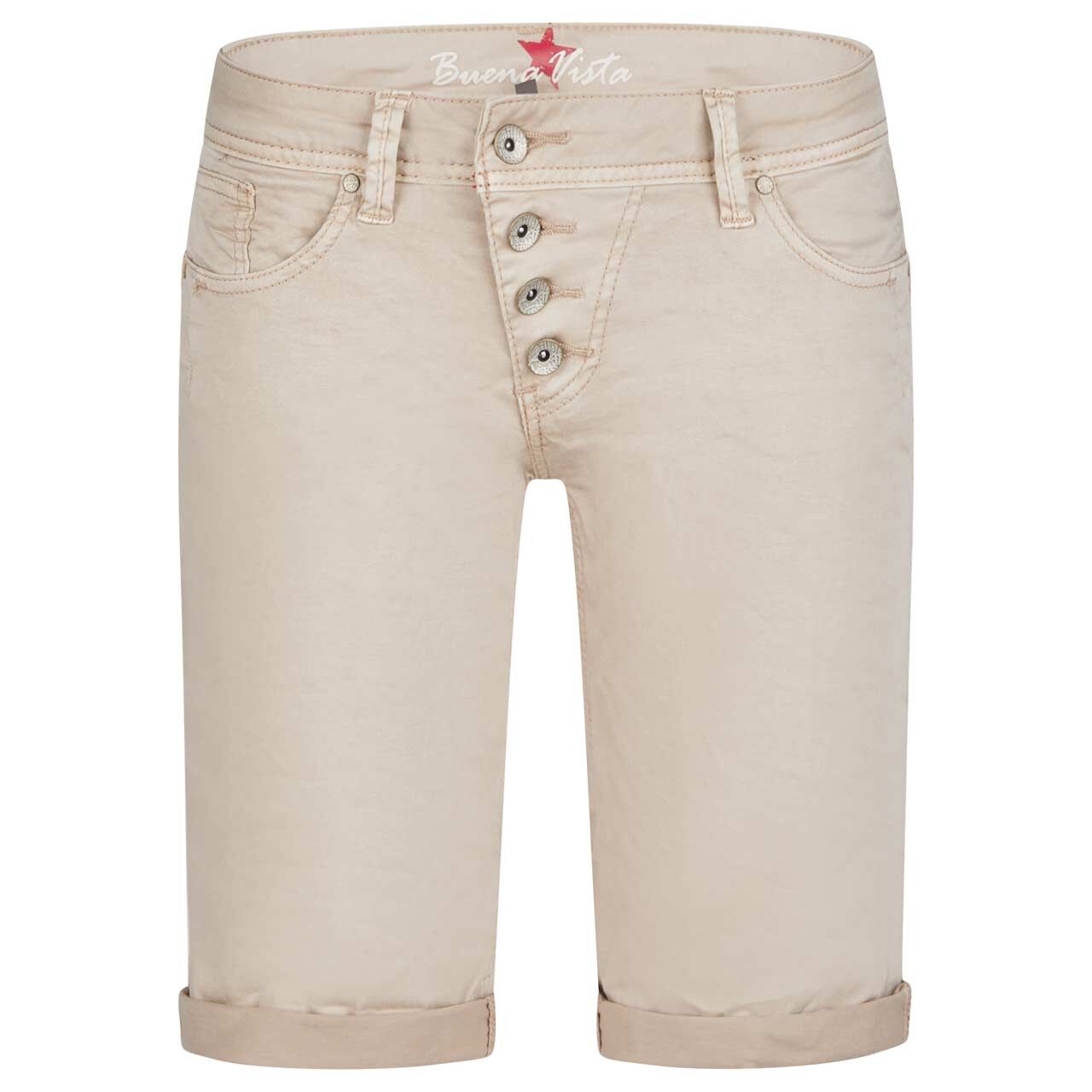 Damen Baumwollhose Malibu-Short Stretch Twill von Buena Vista in Hellbeige, Vorderansicht