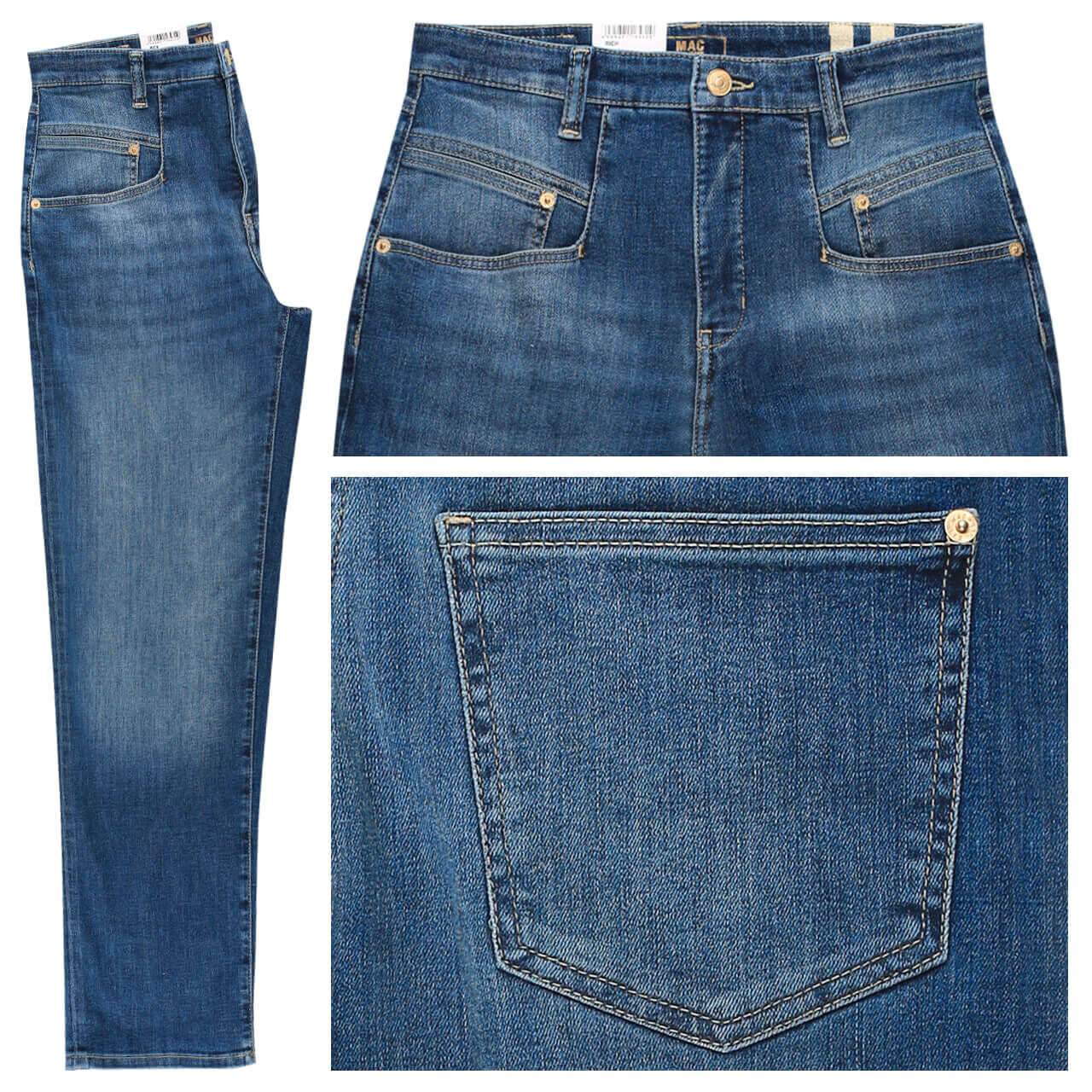 MAC Jeans Rich Straight für Damen in Mittelblau verwaschen, FarbNr.: D825