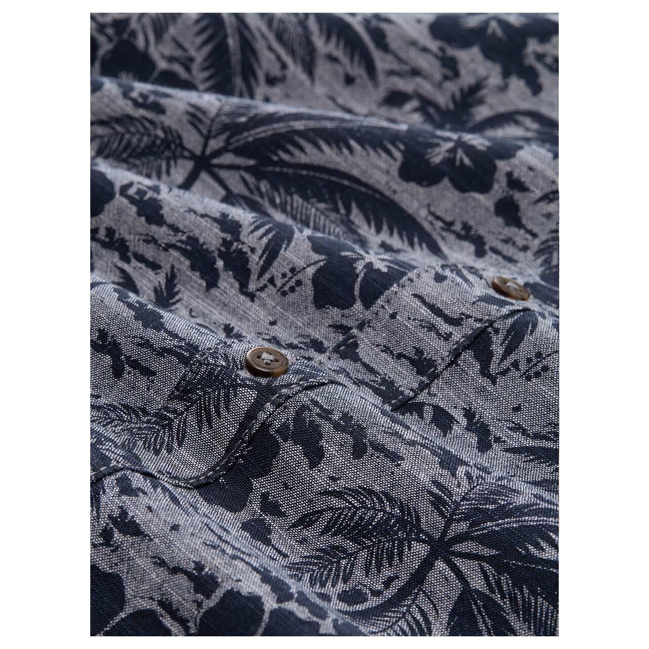 Tom Tailor Herren 1/2 Arm Hemd navy palm hibiscus design