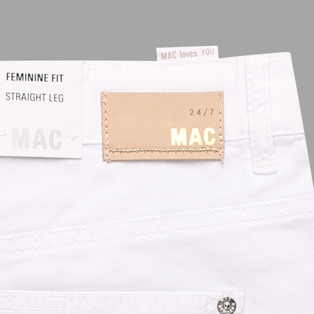 Damen Baumwollhose Stella von MAC in Weiß, Markenlogo am Bund