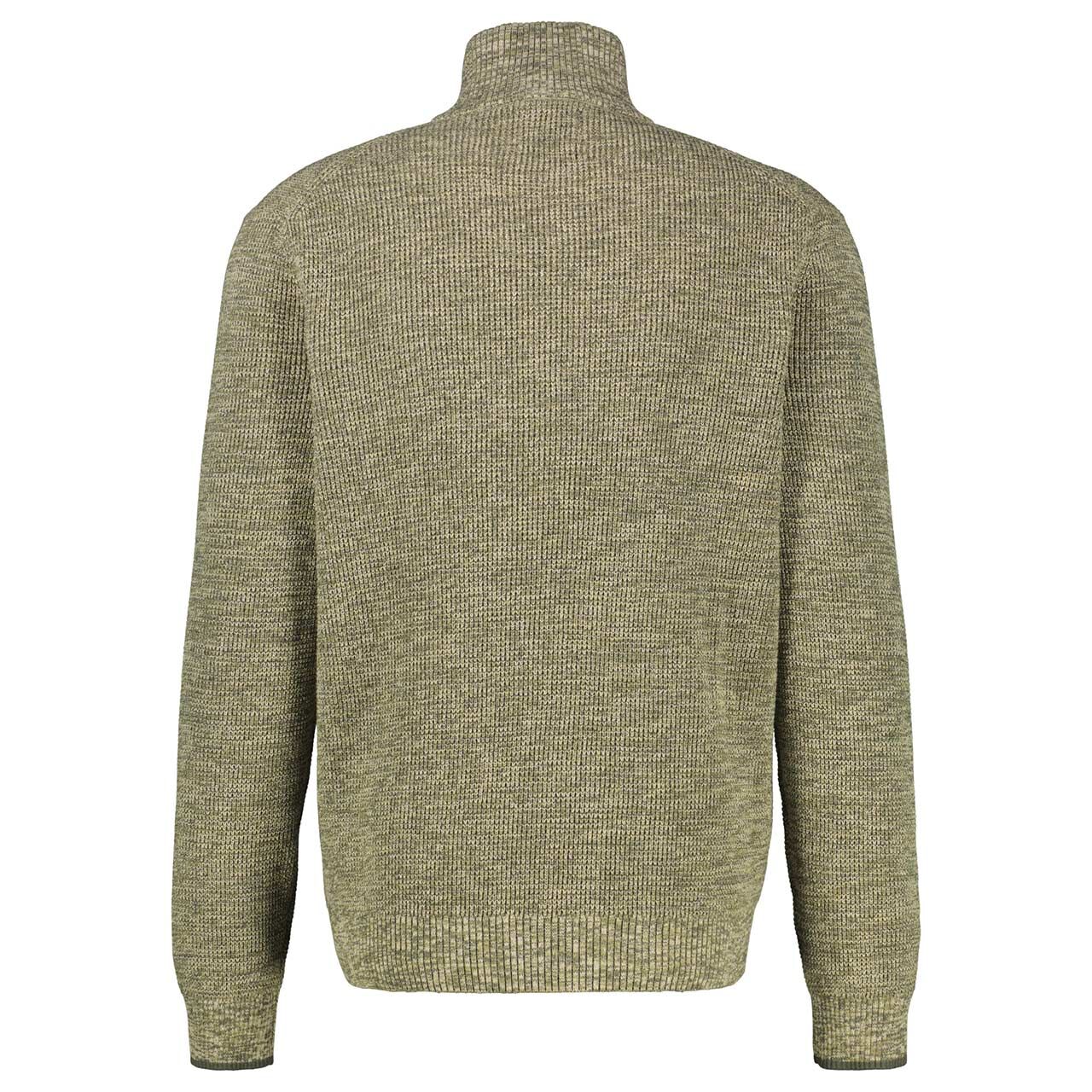 Herren Pullover Troyer von Lerros in Dunkelgrün meliert, Rückansicht