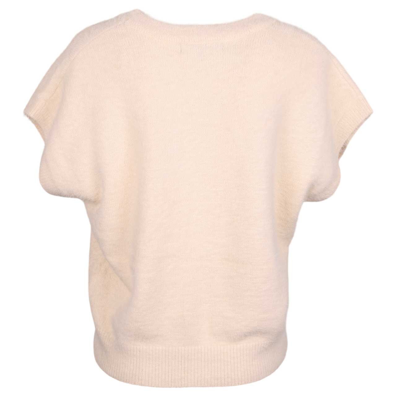 Damen Kurzarm Strickjacke Sleeveless Fuzzy von Red Button in Hellbeige, Rückansicht