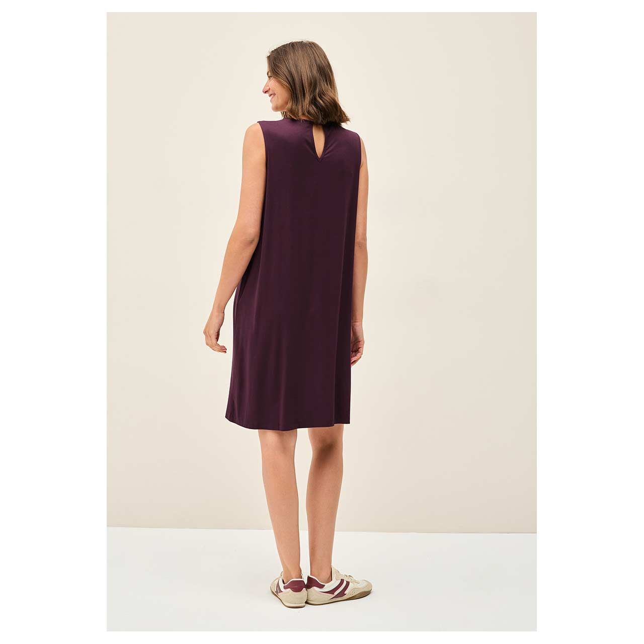 Damen Trägerkleid Solid Jersey Dress von Cecil in Burgunderrot, Rückansicht am Modell