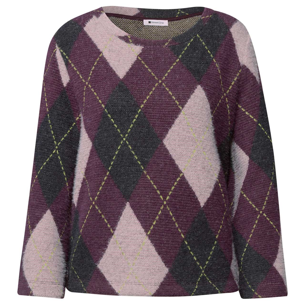 Street One Damen 3/4 Arm Pullover Modern Fluffy Dessin berry plum