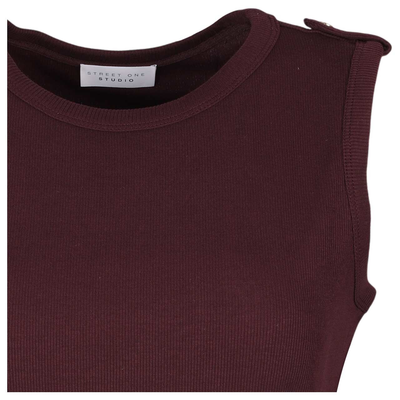 Damen Top Rib Deco Buttons von Street One Studio in Lila, detaillierte Vorderansicht