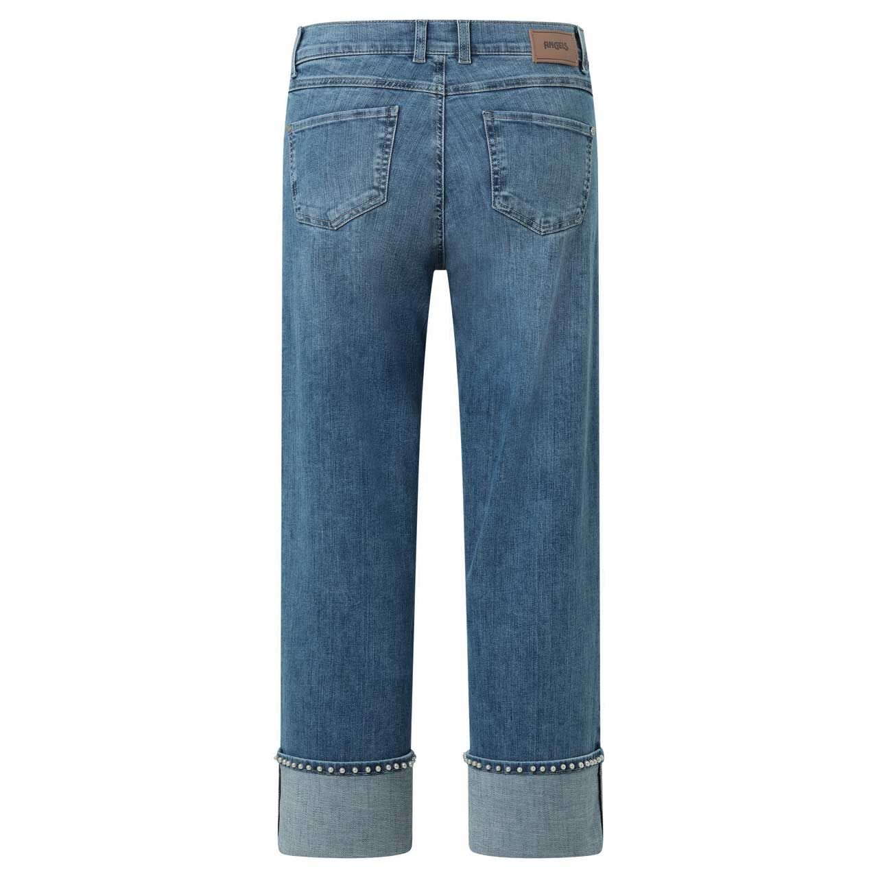 Stretch Damen 7/8 Jeans Linn von Angels in Hellblau angewaschen mit Perlen, Rückansicht