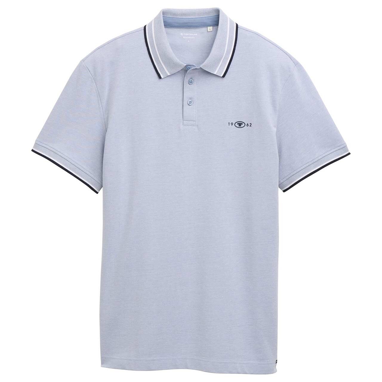 Tom Tailor Herren Piqué Poloshirt dove blue white