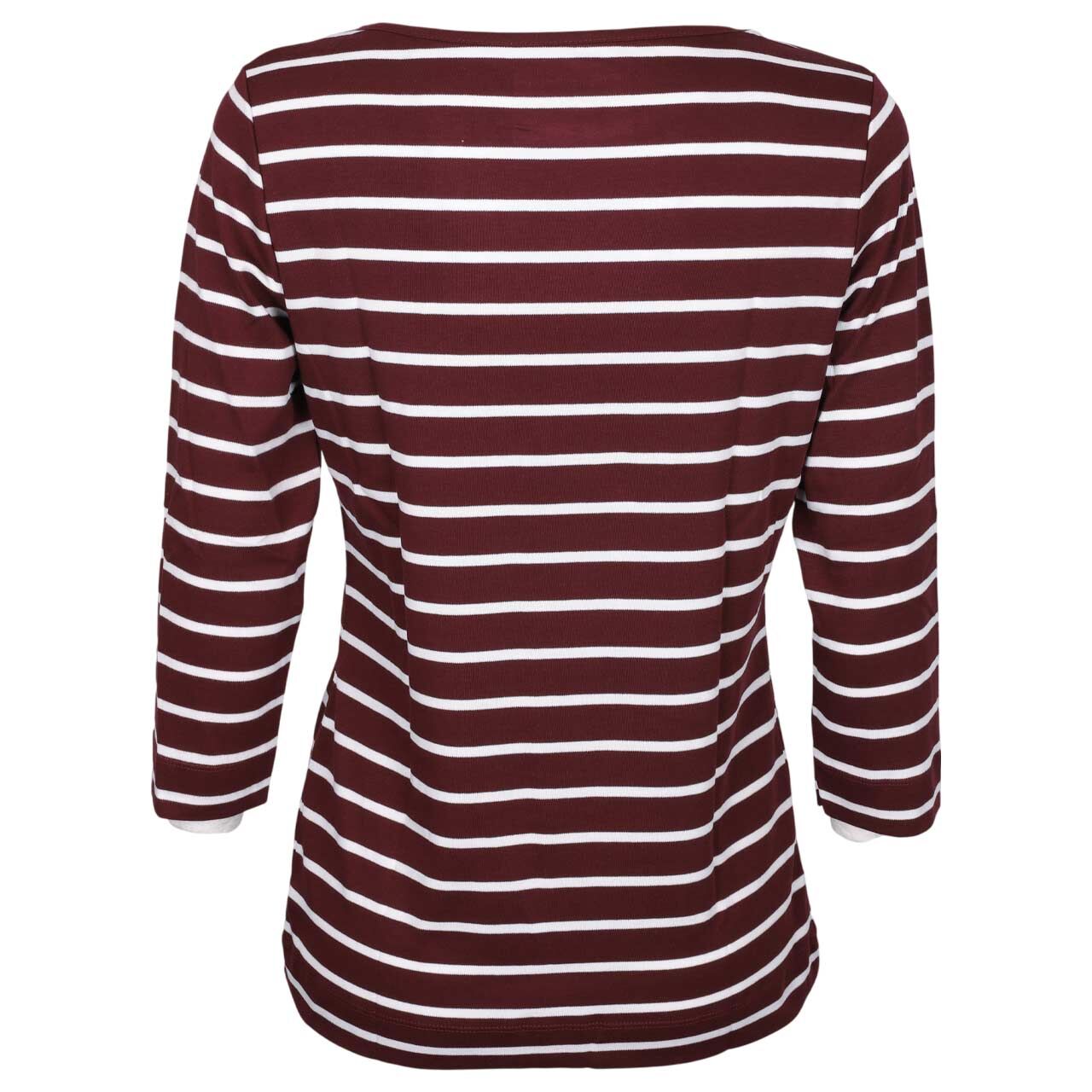 Damen 3/4 Arm Shirt von Munich Freedom in Weinrot-Cremeweiß gestreift, Rückansicht