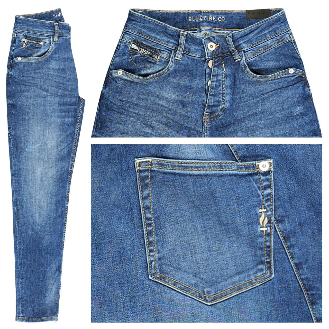 Blue Fire Jeans Gigi Ankle für Damen in Dunkelblau mit Used-Effekten, FarbNr.: 2255
