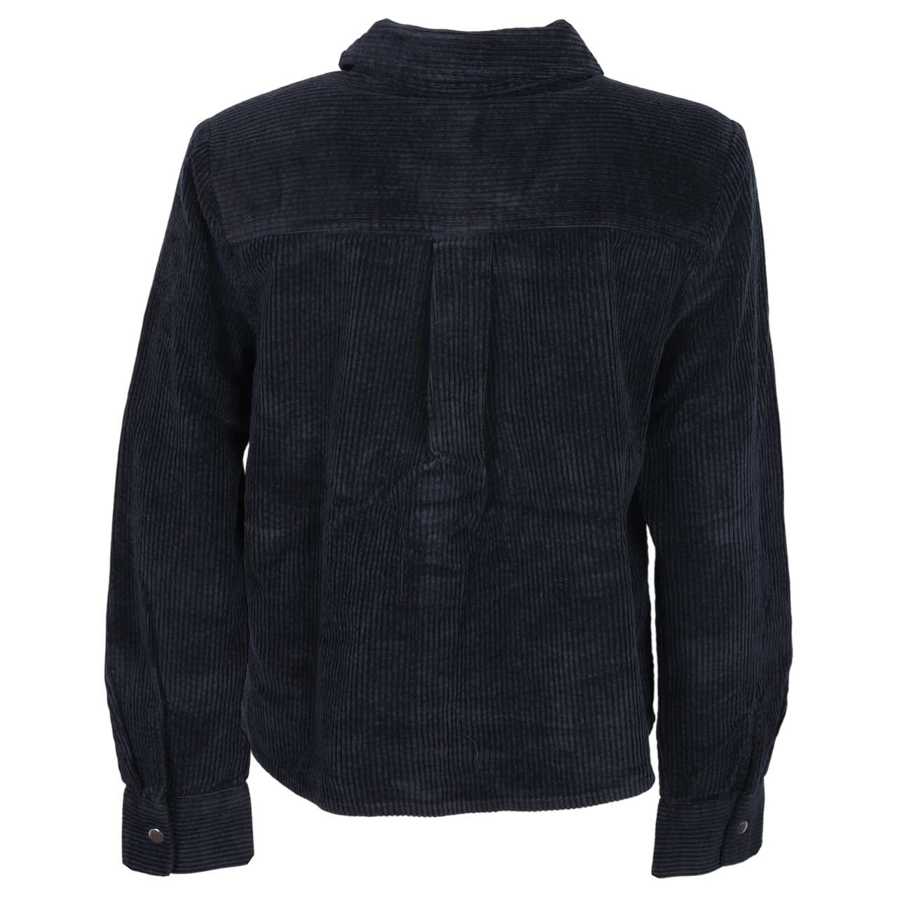 Damen Langarm Cord Bluse Corduroy Shirtcollar Button Detail von Street One in Dunkelblau, Rückansicht