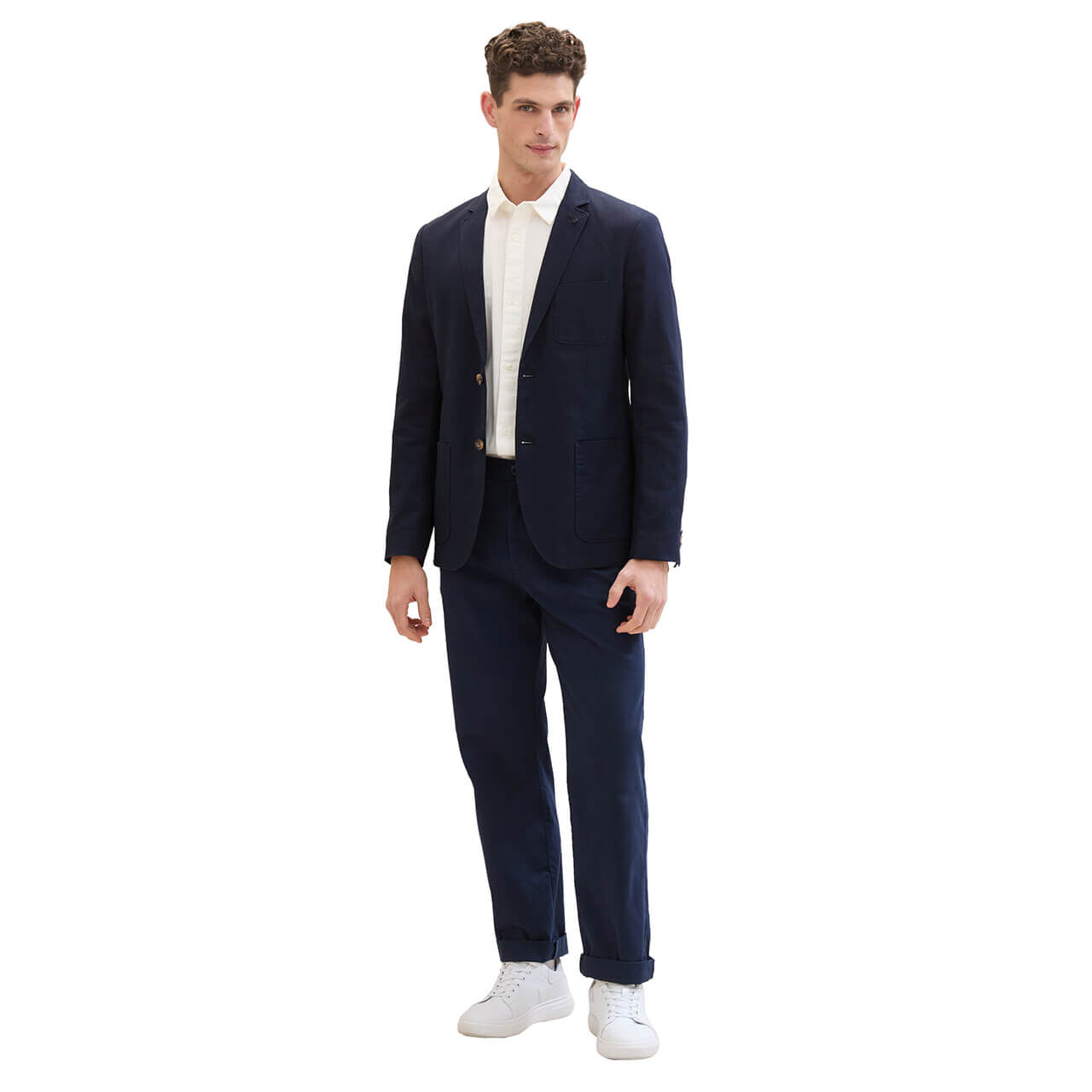 Tom Tailor Herren Leinen Sakko sky captain blue herringbone