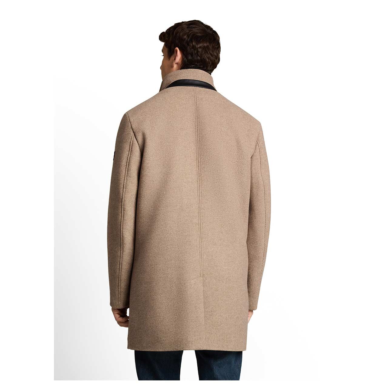 Herren Mantel Wool Coat 2 in 1 von Tom Tailor in Beige meliert, Rückansicht am Model