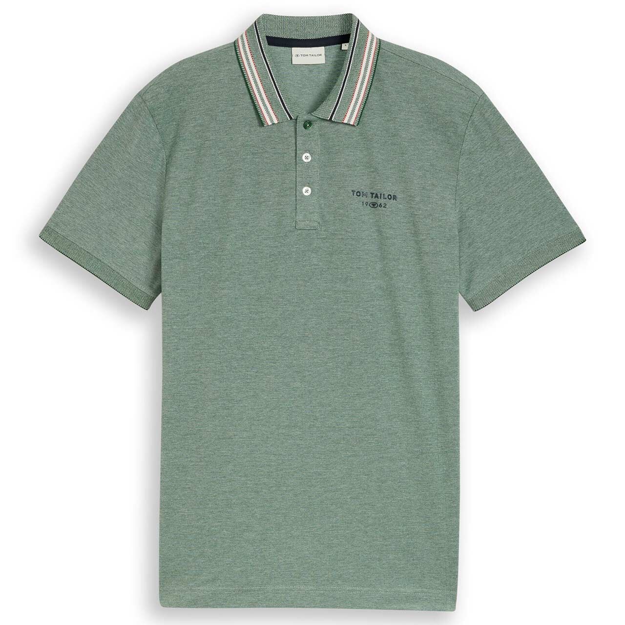 Tom Tailor Herren Poloshirt contrast garden green melange