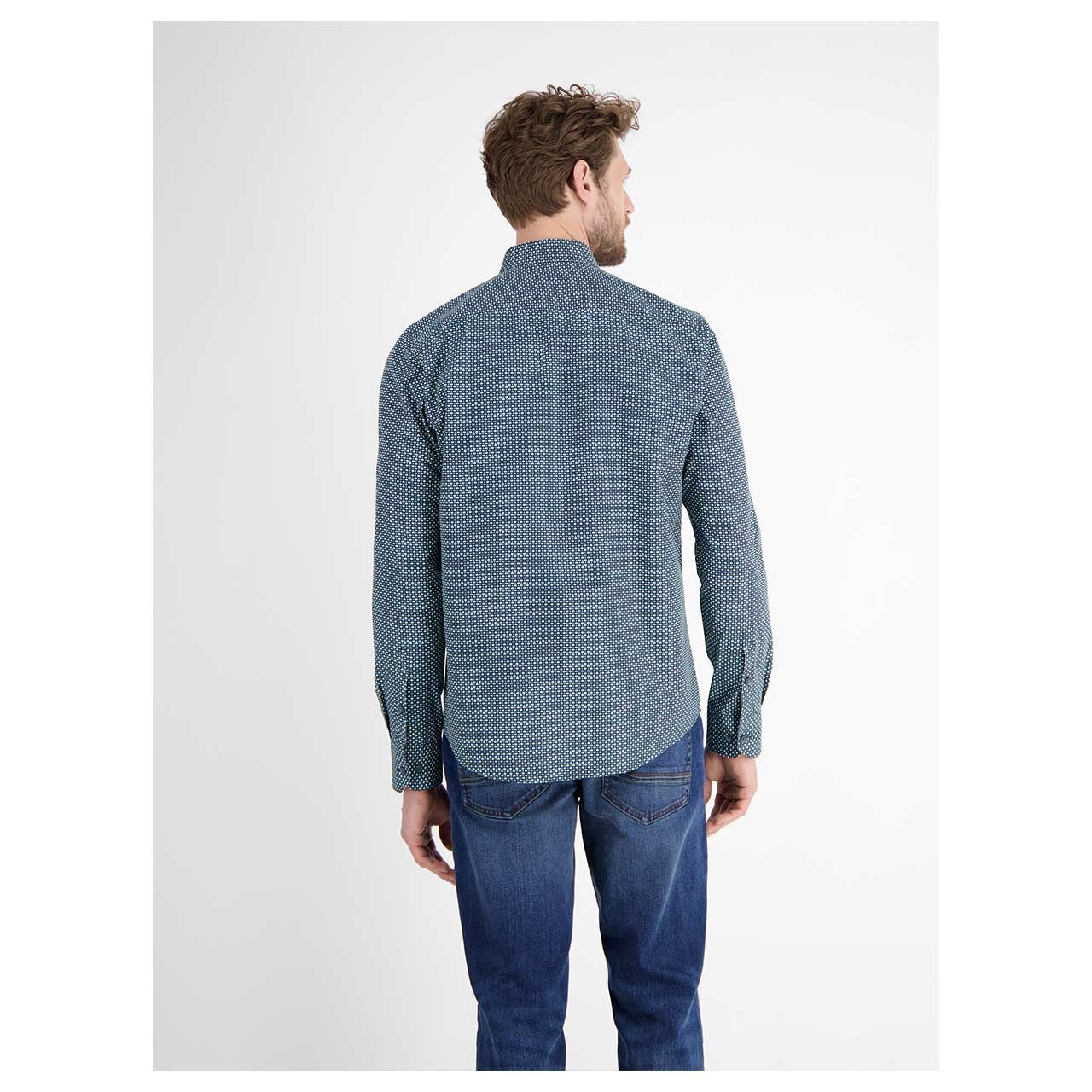 Herren Hemd von Lerros in Blau mit Print, Rückansicht mit Model