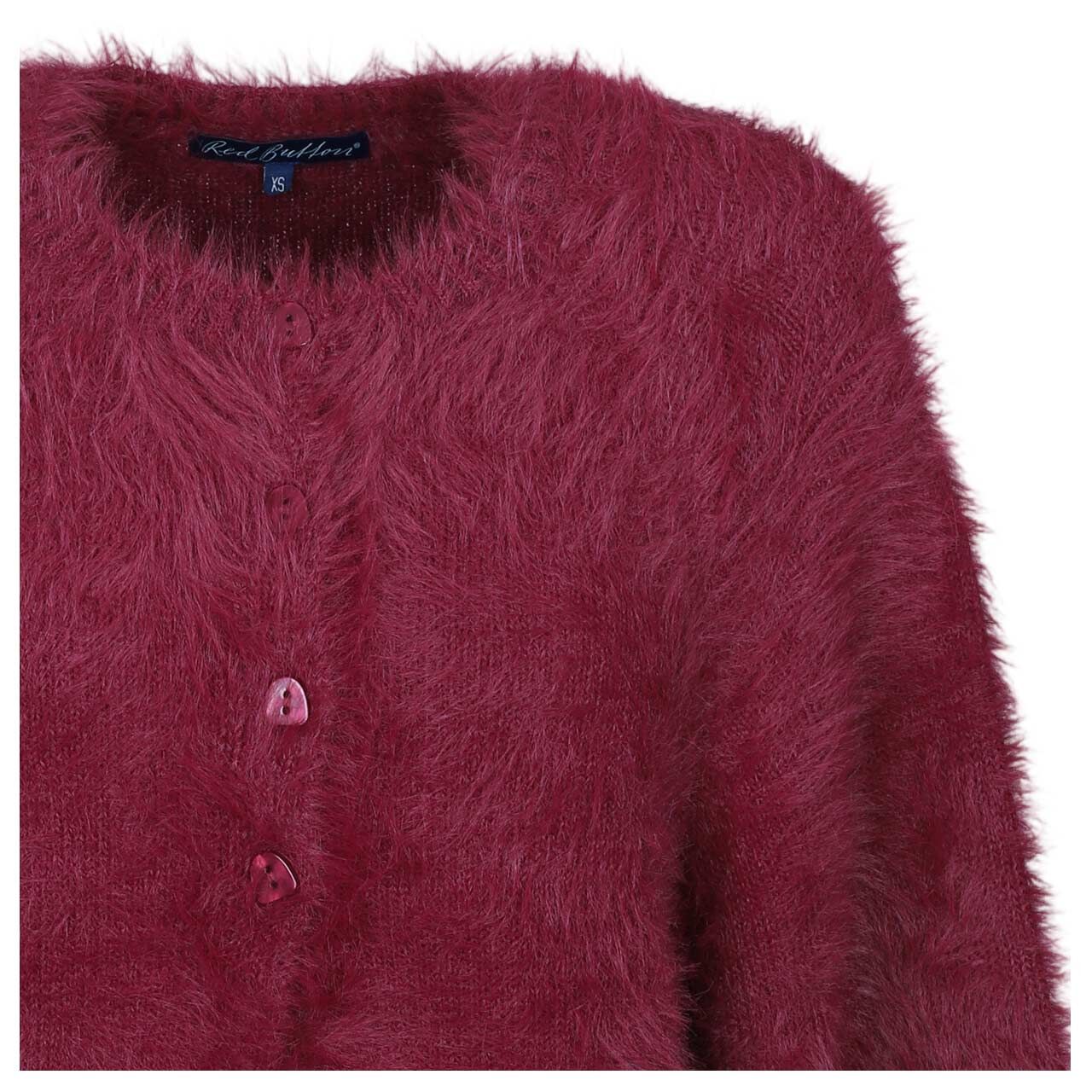 Damen Strickjacke Fuzzy Cardigan Poncho von Red Button in Lila, Detailansicht von vorne