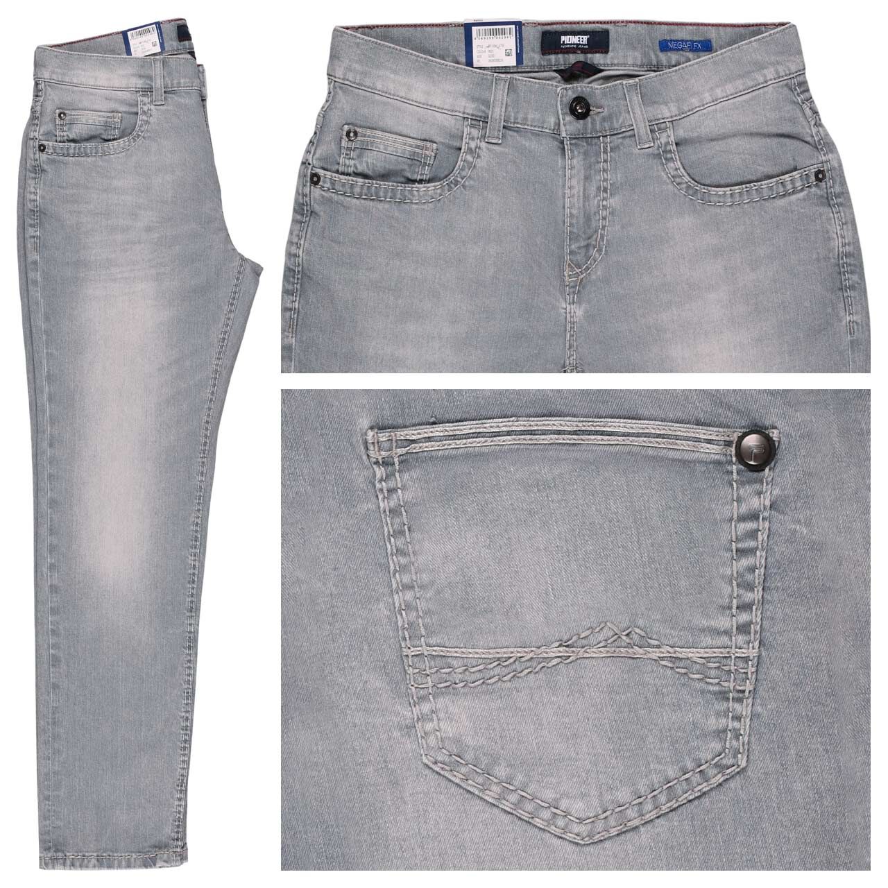 Pioneer Rando Jeans Megaflex light grey used whisker handcrafted